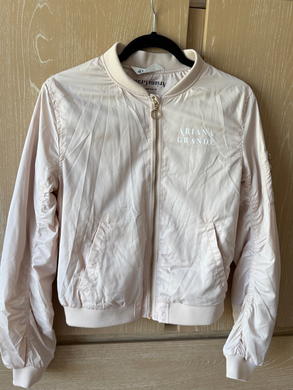 H&M Ariana Grande Pale Pink Bomber girl Jacket size 14